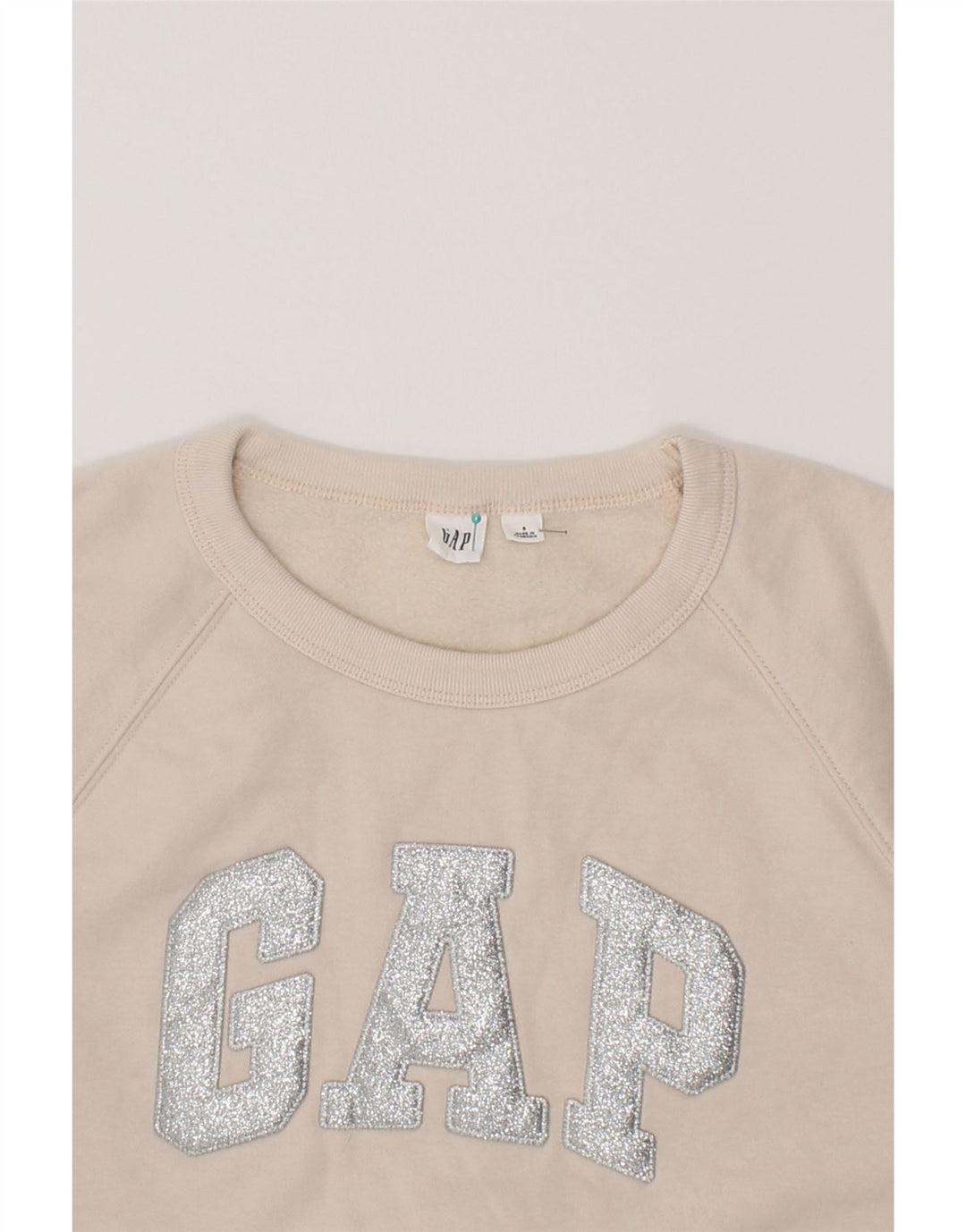 GAP Womens Oversized Graphic Sweatshirt Jumper UK 10 Small Beige Cotton Vintage Gap and Second-Hand Gap from Messina Hembry 