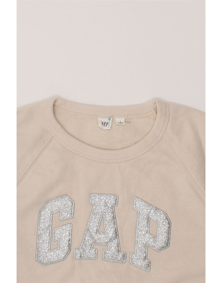 GAP Womens Oversized Graphic Sweatshirt Jumper UK 10 Small Beige Cotton Vintage Gap and Second-Hand Gap from Messina Hembry 