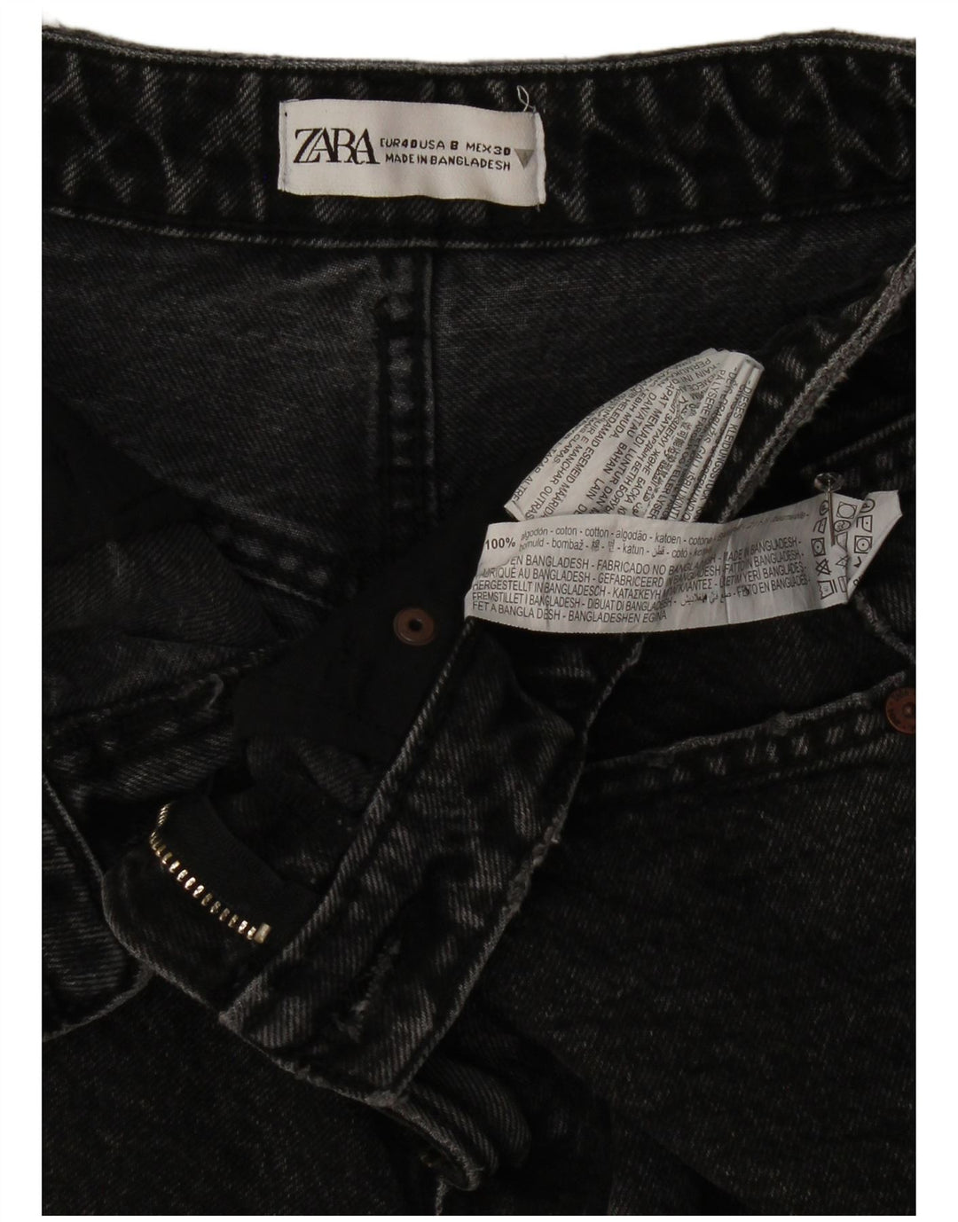 Zara Dame Denim Shorts EU 40 Medium W30 Grå Bomuld