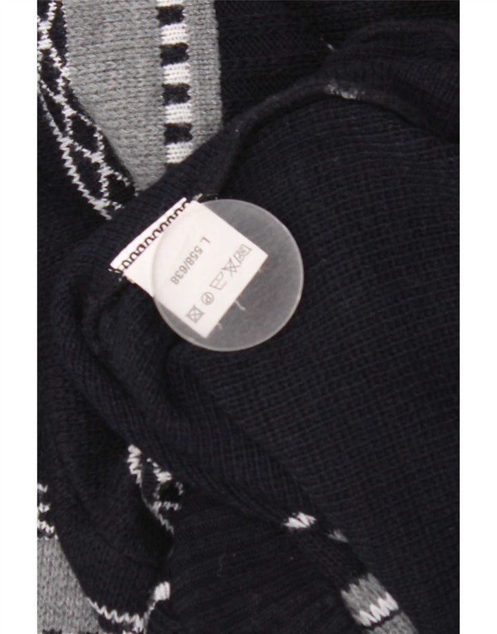 Vintage herre V-hals sweater stor marineblå stribet polyakryl