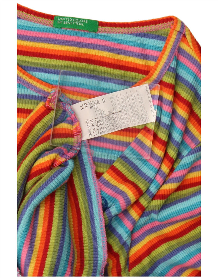 Benetton piger grafisk top langærmet 11-12 år XL flerfarvet stribet