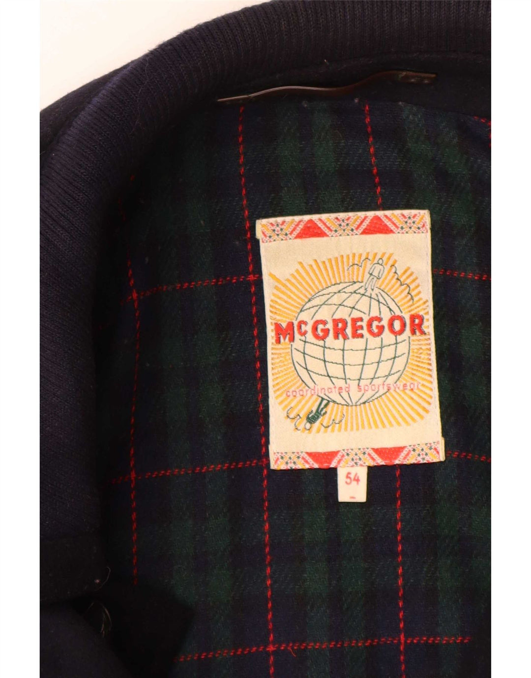 MC Gregor Herre Utility Jacket IT 54 2XL Navy Blue Check Wool Classic
