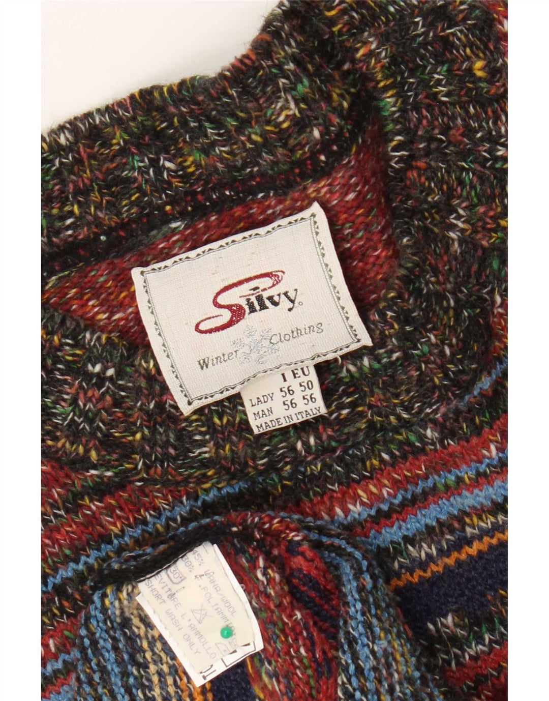 Silvy Herre Crew Neck Jumper Sweater IT 56 2XL Flerfarvet Stribet Uld