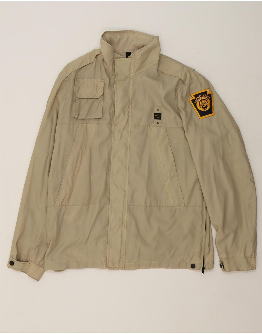 BLAUER Mens Utility Jacket UK 40 Large Beige Vintage Blauer and Second-Hand Blauer from Messina Hembry 