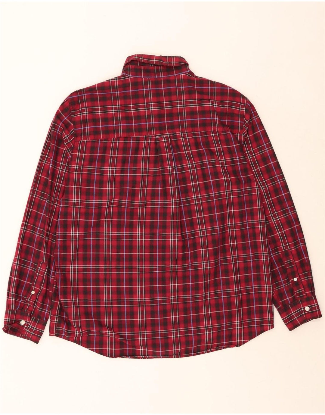 CHAPS Mens Shirt Large Burgundy Check Cotton Vintage Chaps and Second-Hand Chaps from Messina Hembry 