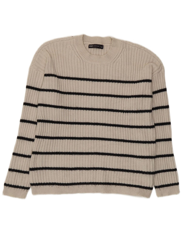 Marks & Spencer Dame sweater med rund hals DK 14 Medium Beige Stribet