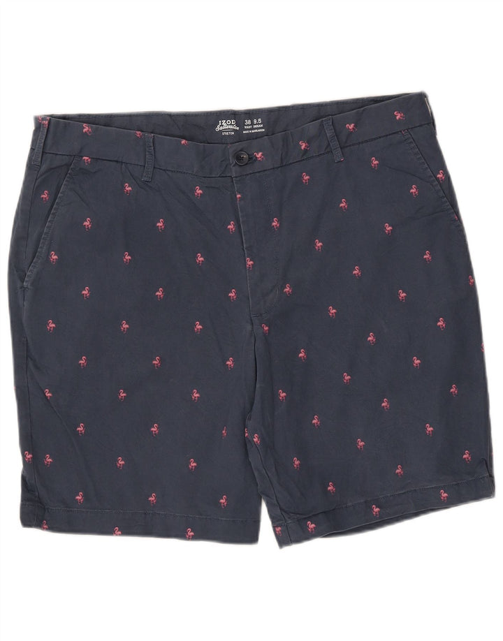 IZOD Herre Salt Water Abstrakt mønster Chino Shorts W38 XL Navy Blue