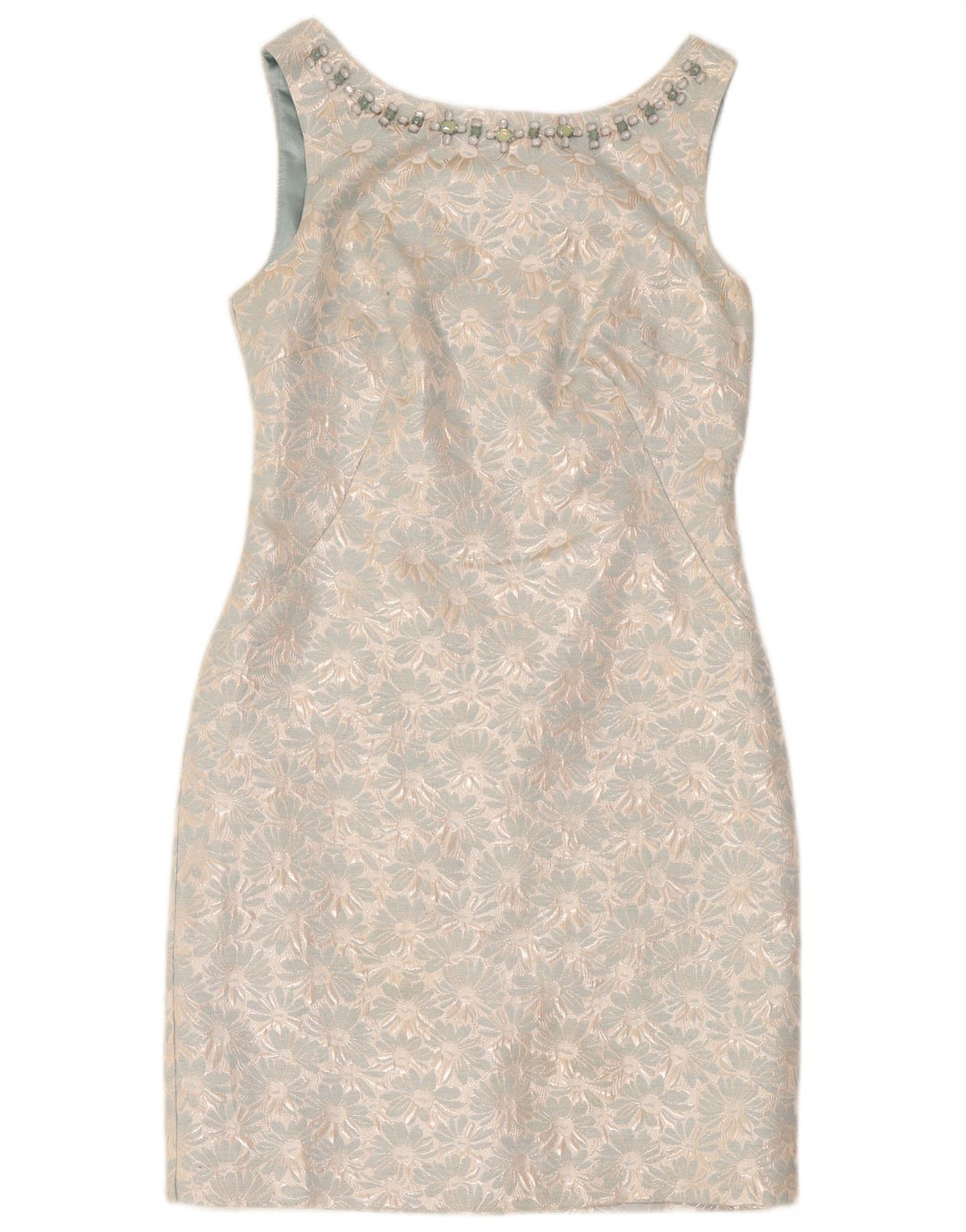 Monsoon Womens Ærmeløs Skede Kjole UK 12 Medium Blue Floral Polyester