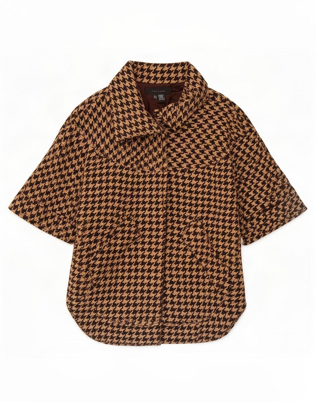 Zara kortærmet kappefrakke til kvinder DK 14 Medium Brown Houndstooth Uld
