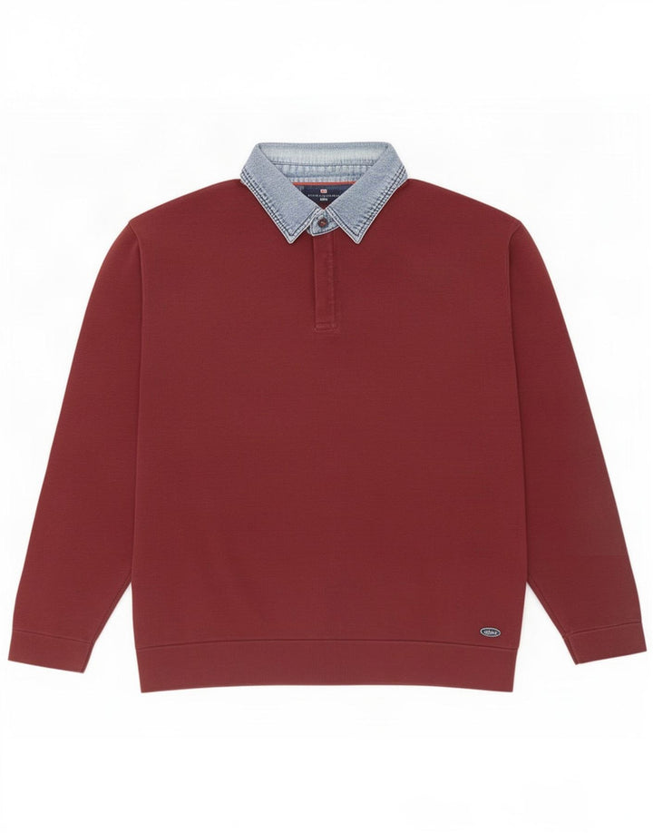 Marks & Spencer Herre Blue Harbor Polo Neck trøje Sweater Large Maroon