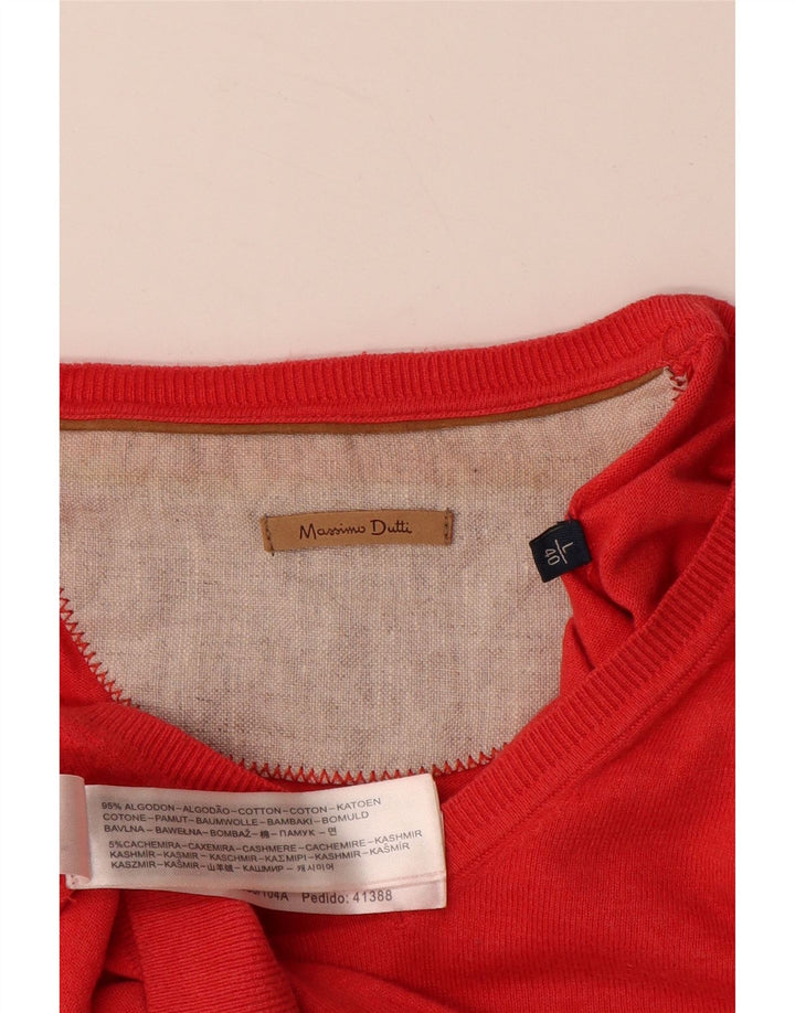 MASSIMO DUTTI Herre V-hals sweater Stor rød kashmir