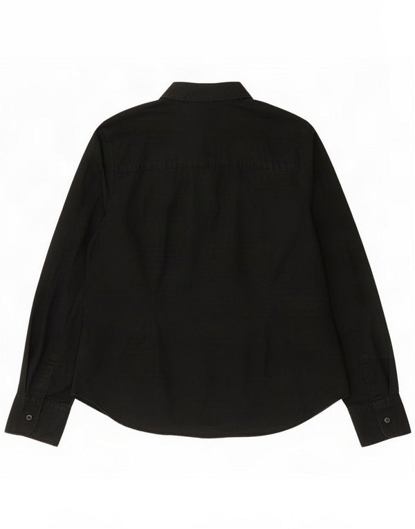 Marks & Spencer Womens Shirt UK 12 Medium Black Cotton