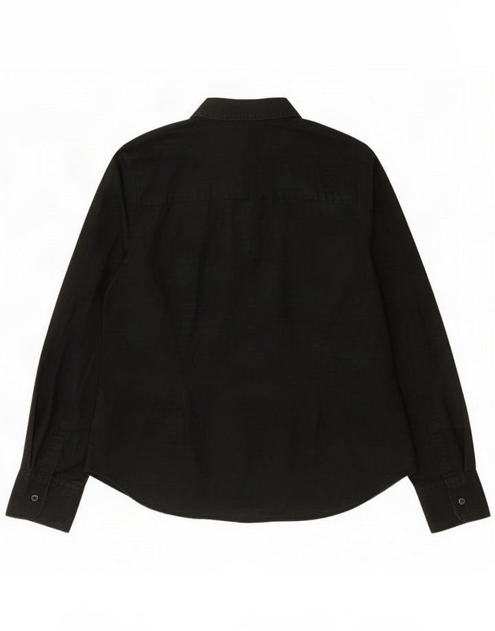 Marks & Spencer Womens Shirt UK 12 Medium Black Cotton