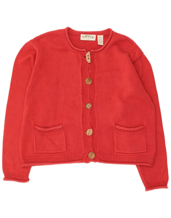Orvis Dame Cardigan Sweater UK 18 XL Rød Bomuld