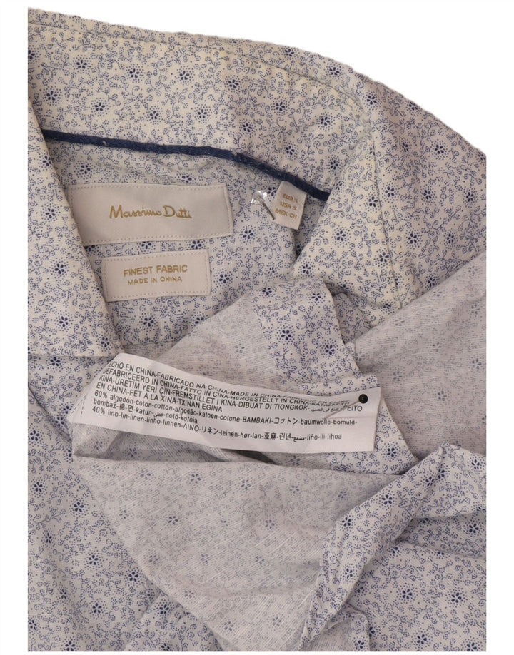 Massimo Dutti herreskjorte lille hvid blomstret bomuld