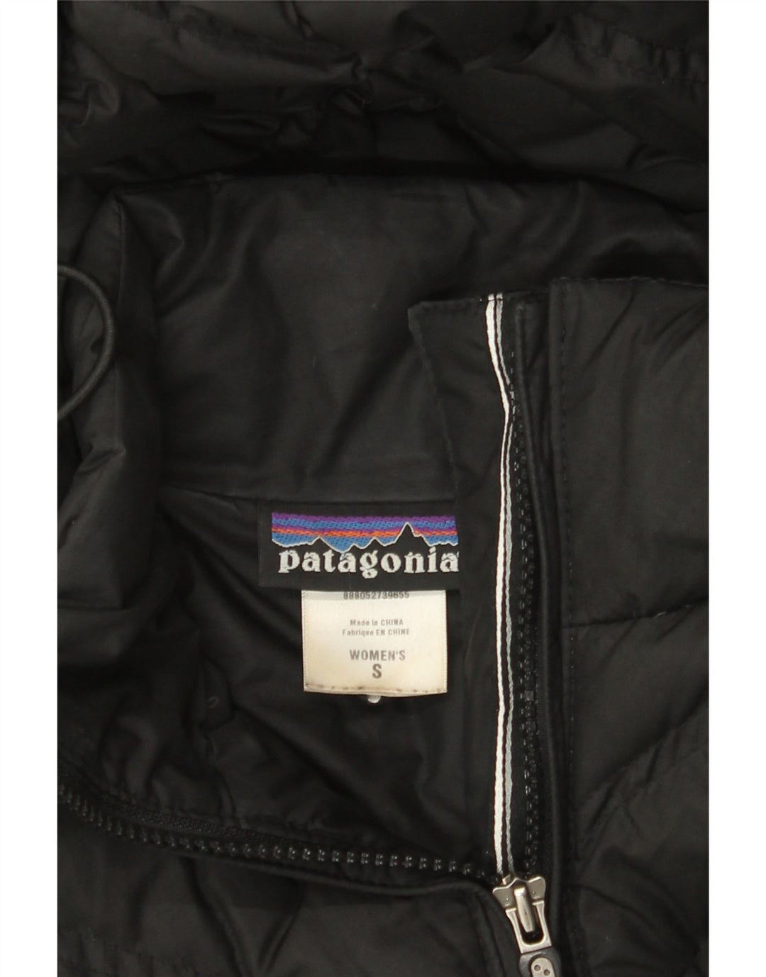 Patagonia Dame Hætte Polstret Frakke UK 10 Small Black Polyester