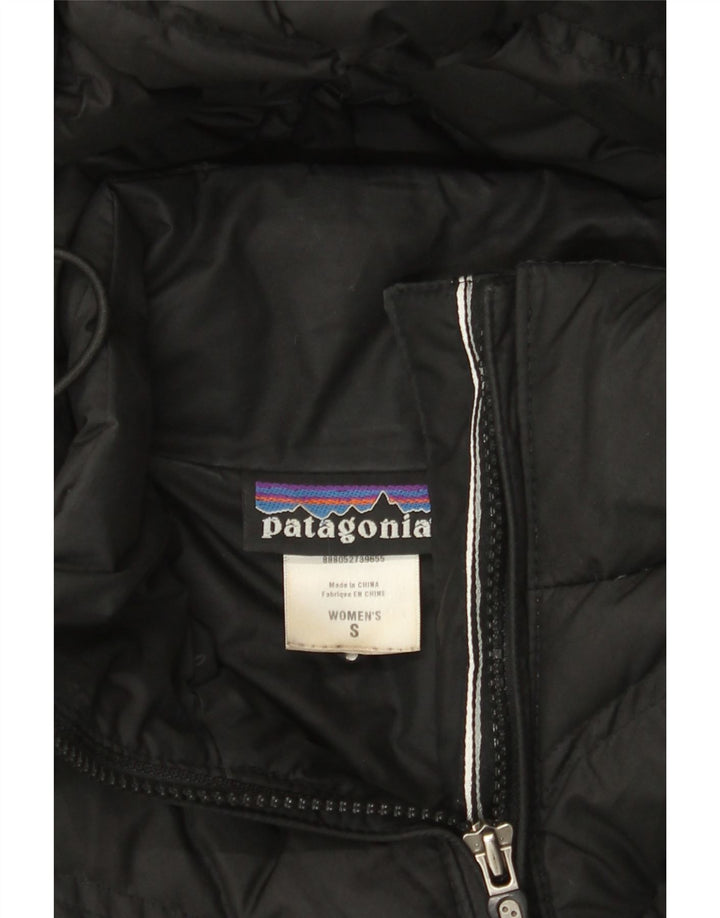 Patagonia Dame Hætte Polstret Frakke UK 10 Small Black Polyester