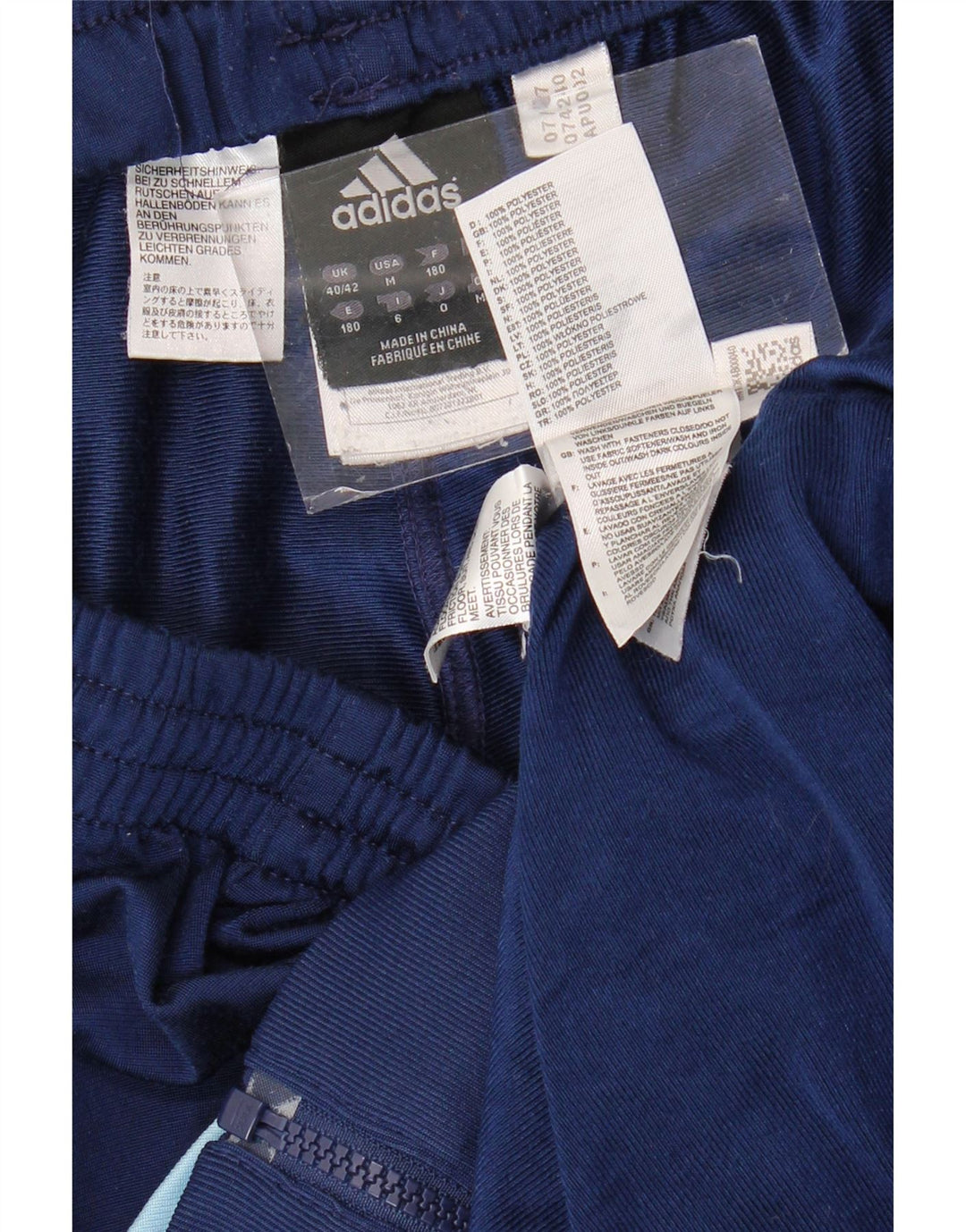 ADIDAS fuld træningsdragt til mænd UK 40/42 Medium Navy Blue Colourblock Polyester