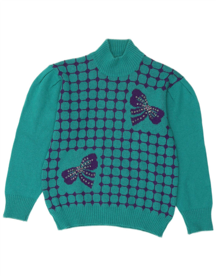 Sara Valentino Dame Turtle Neck Jumper Sweater UK 14 Medium Green
