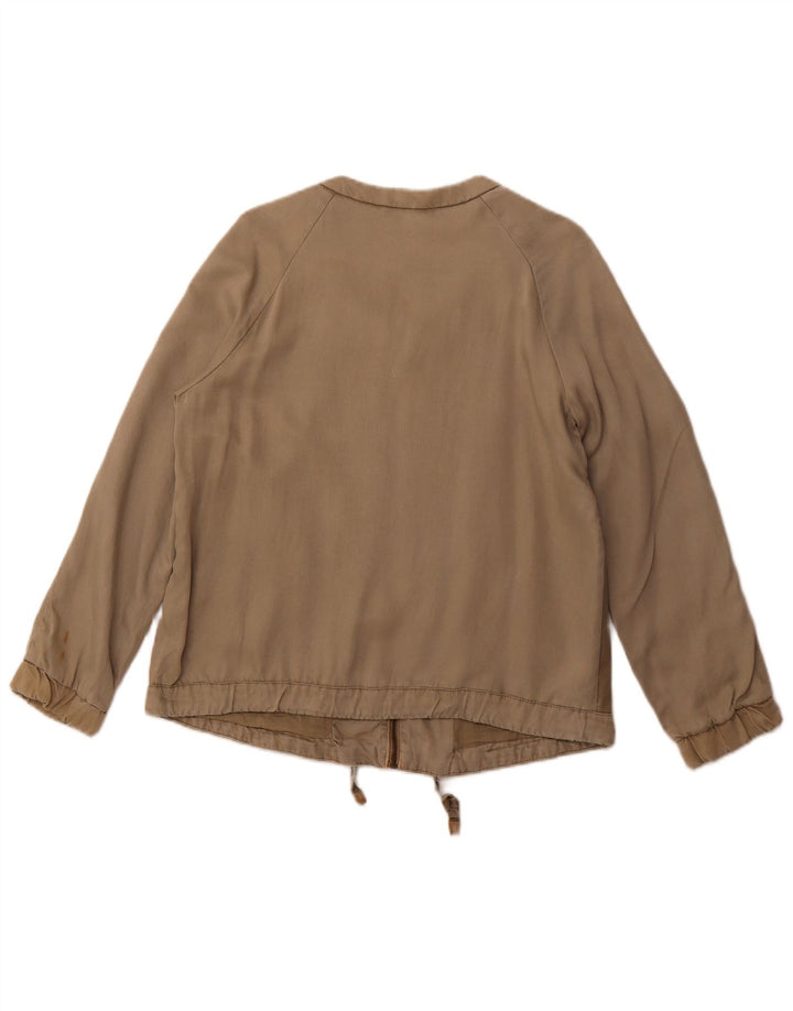 ZARA Womens Oversized Bomber Jacket UK 6 XS Khaki Lyocell