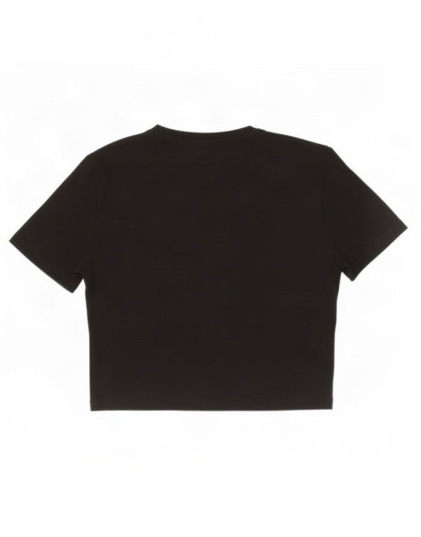 Zara Womens Crop T-Shirt Top UK 16 Large Black