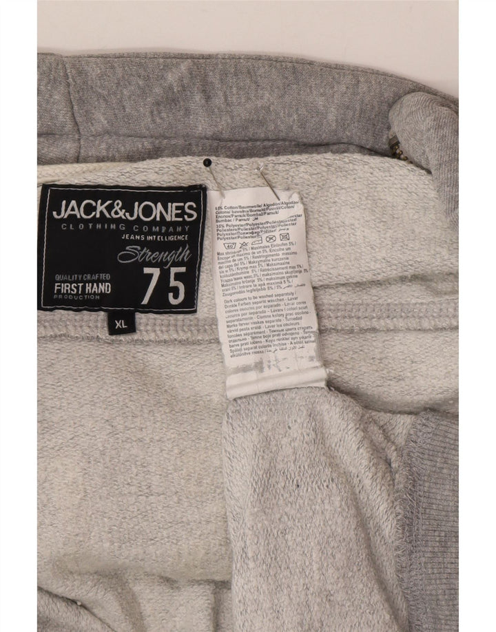 Jack & Jones Herre grafisk hættetrøje med lynlås XL Grå