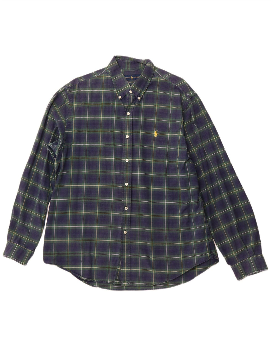 RALPH LAUREN Flannelskjorte til mænd XL Marineblå ternet bomuld