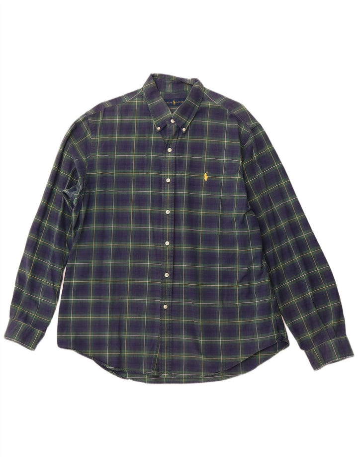 RALPH LAUREN Flannelskjorte til mænd XL Marineblå ternet bomuld