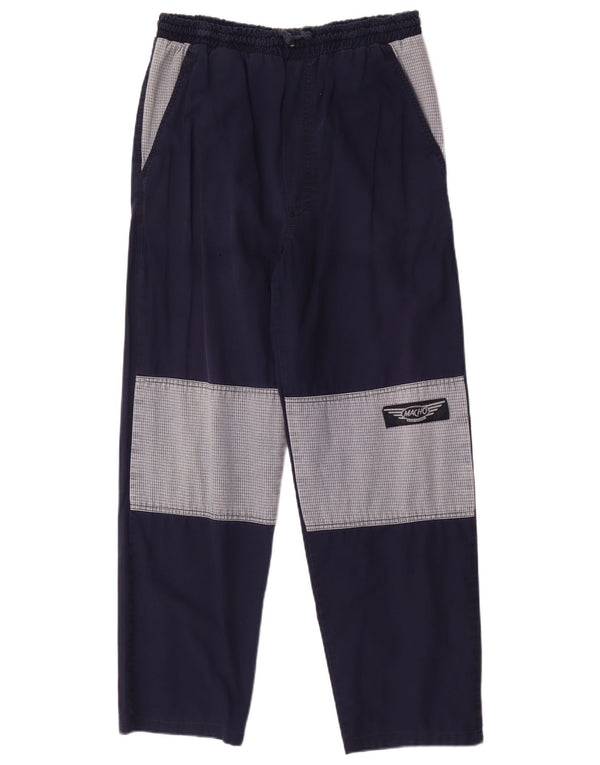 Macho Herre tilspidsede Casual Bukser W32 L30 Marineblå Colourblock Bomuld