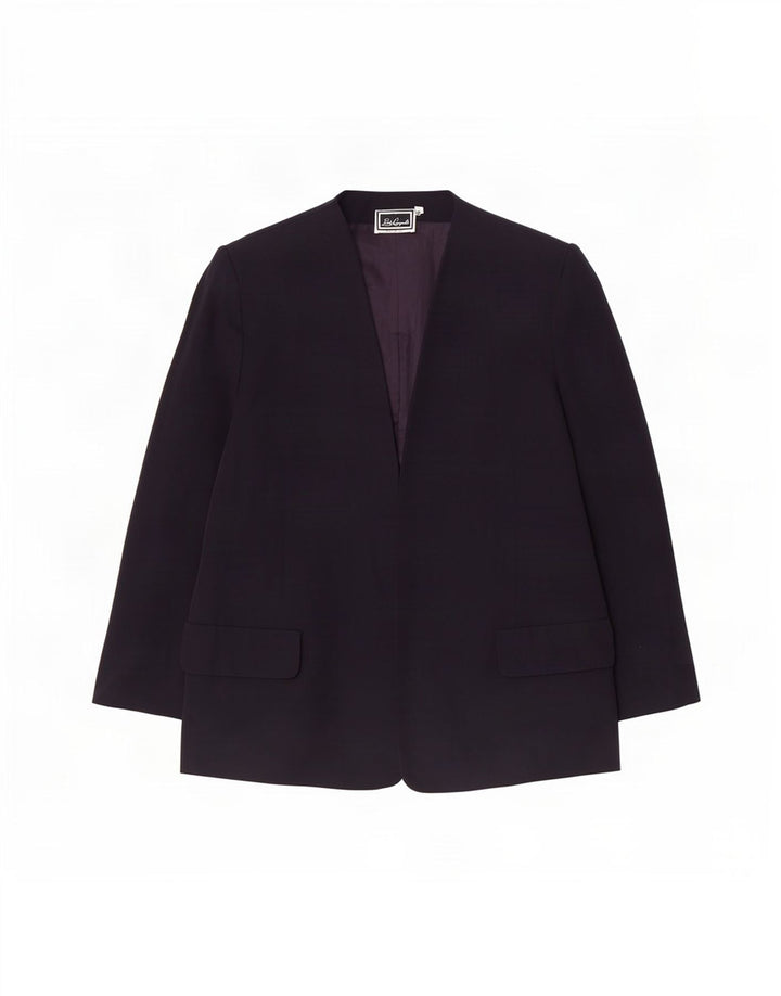 Luisa Spagnoli Dame Open Blazer Jacket IT 52 2XL Navy Blue Acetate