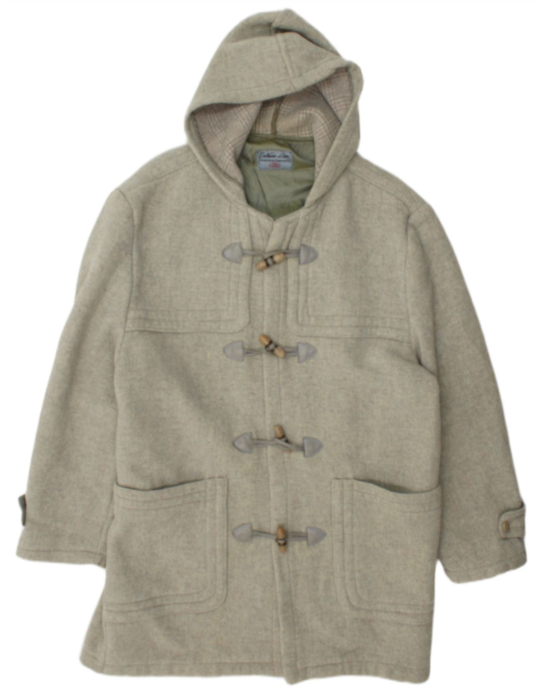 Lynlås Herre Hooded Duffle Coat UK 42 XL Khaki Wool