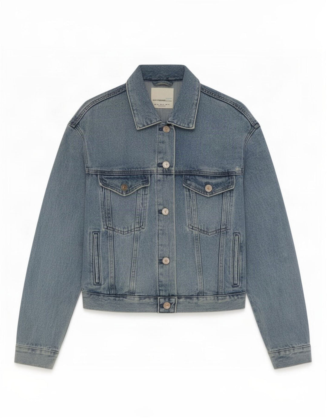 Zara Dame Crop Denimjakke UK 6 XS Blå Bomuld