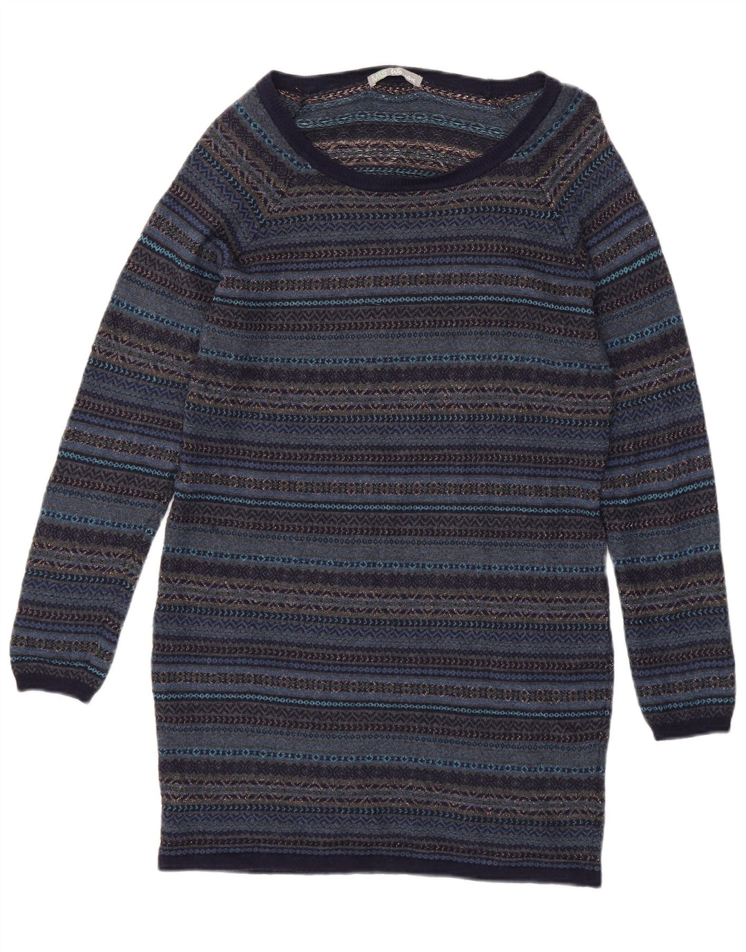 Marks & Spencer Dame Jumper Dress UK 14 Medium Navy Blue Fair Isle
