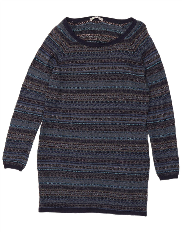 Marks & Spencer Dame Jumper Dress UK 14 Medium Navy Blue Fair Isle