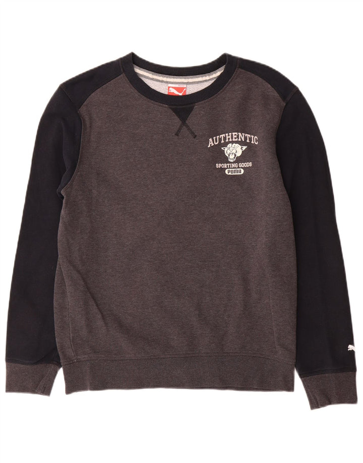 Puma Herre Grafisk Sweatshirt Jumper Lille Grå Colourblock Bomuld