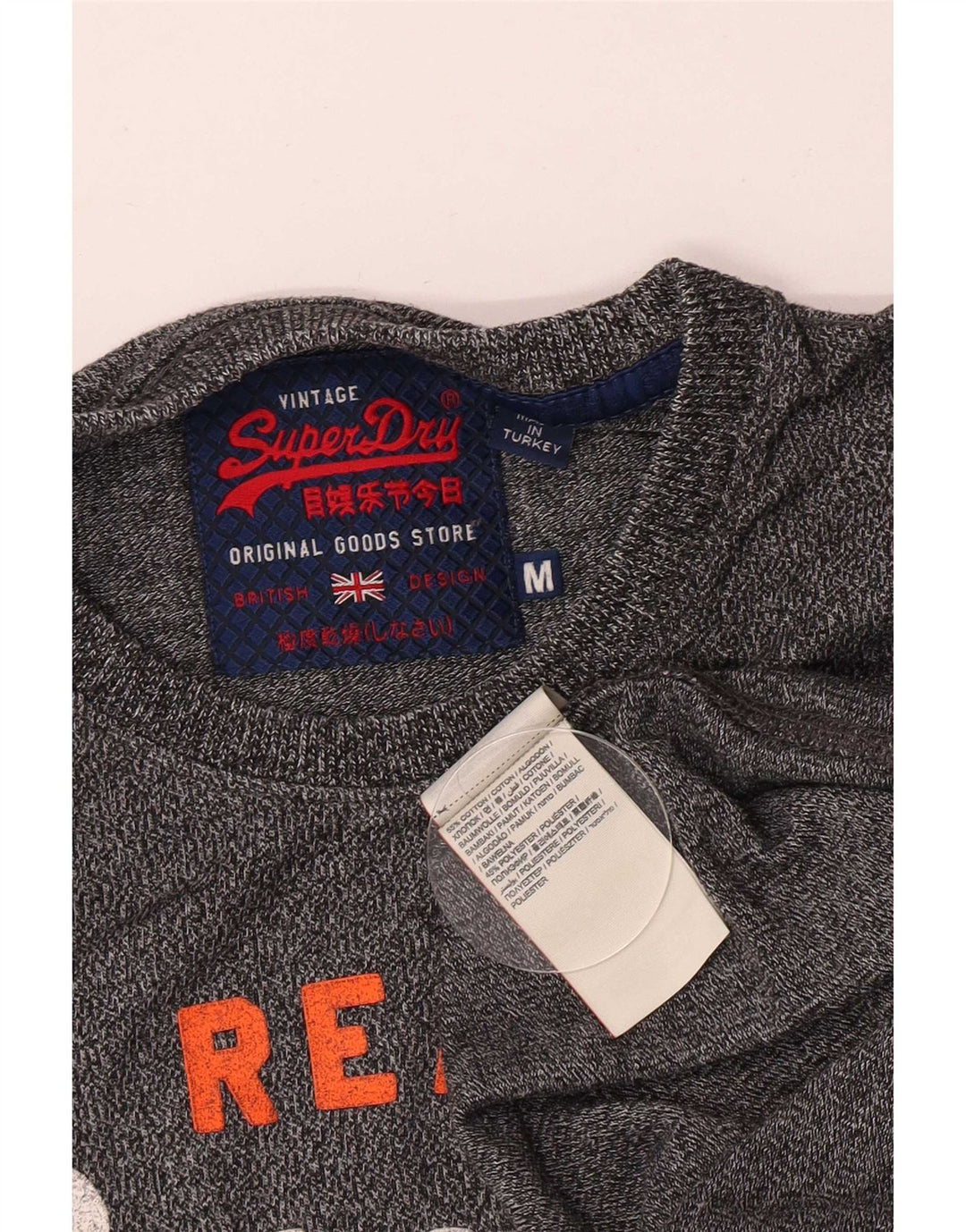 Superdry grafisk t-shirt til mænd, mellemgrå flækket bomuld
