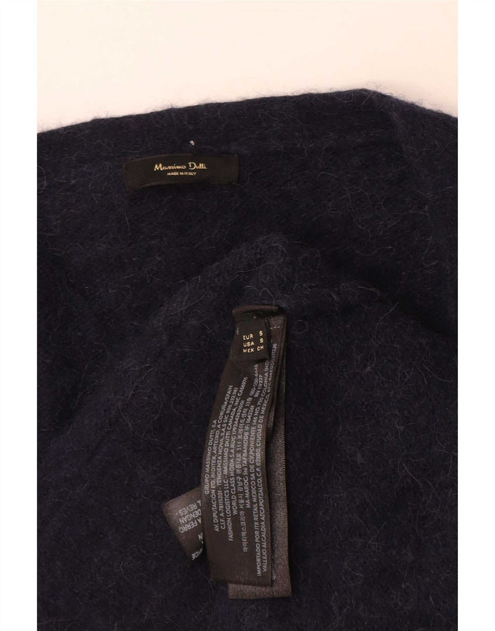 Massimo Dutti Dame Cardigan Sweater UK 10 Small Navy Blue Polyamide