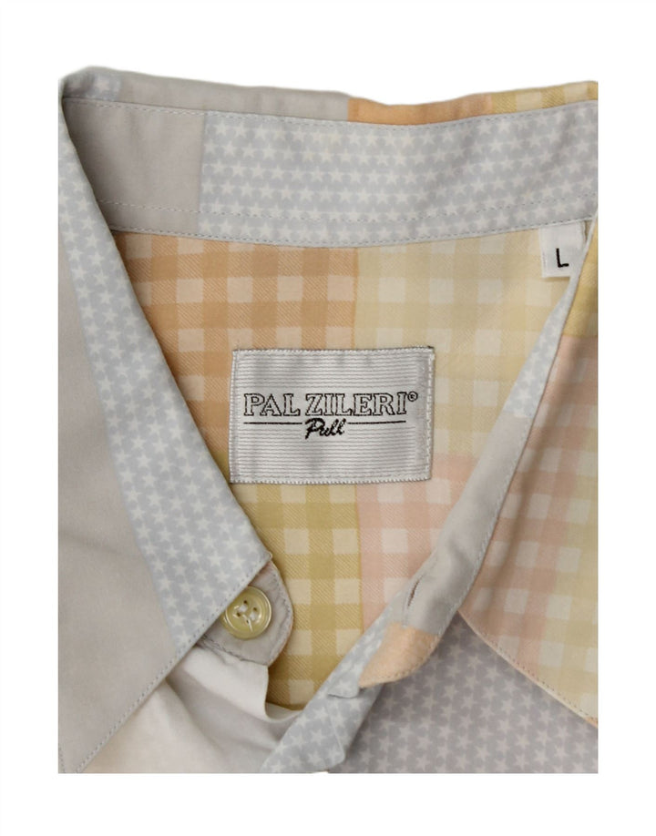 PAL ZILERI Kortærmet Herreskjorte Stor flerfarvet Patchwork Viscose