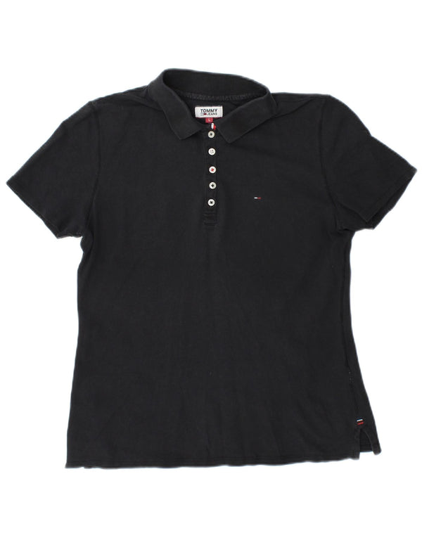 Tommy Hilfiger Dame Polo Shirt UK 16 Stor Grå Bomuld