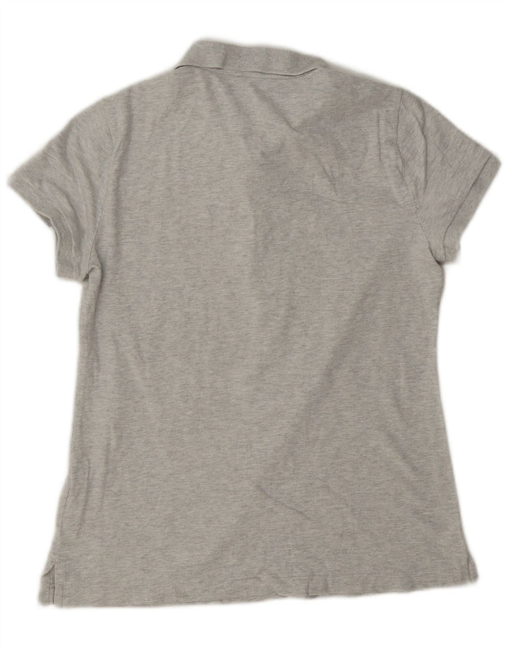 Nautica Dame Polo Shirt UK 14 Medium Grey Flecked Bomuld
