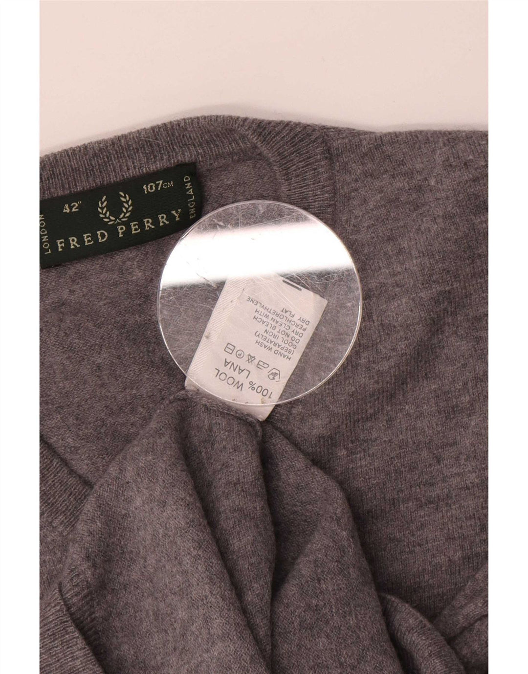 Fred Perry Herre V-hals sweater mellemgrå uld