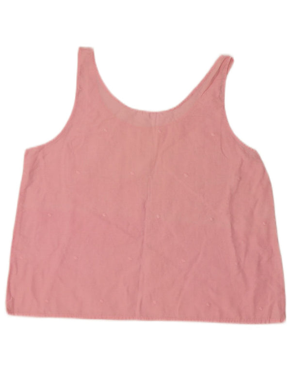 Vintage kvinders ærmeløs bluse Top UK 16 Large Pink Floral