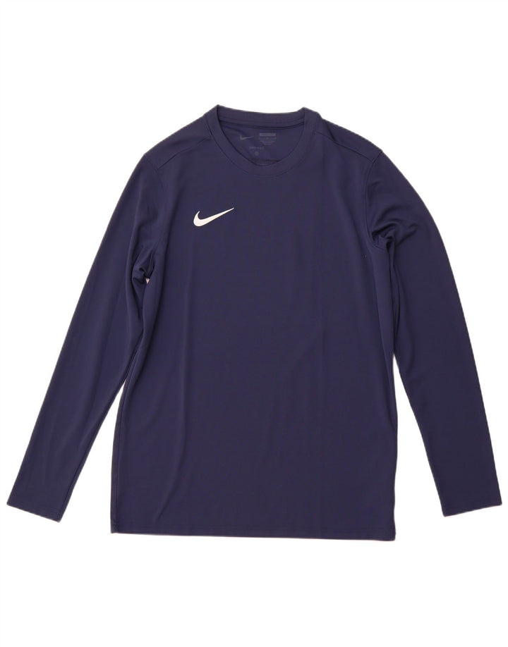 NIKE Herre Dri Fit Slim Fit Top Langærmet Stor Marineblå Polyester
