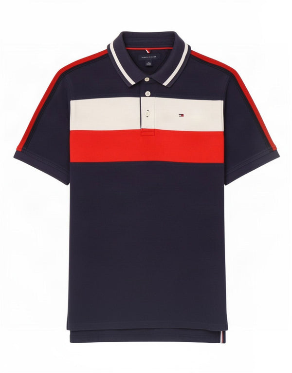 Tommy Hilfiger Boys Polo Shirt 12-13 Years Large Navy Blue Colourblock