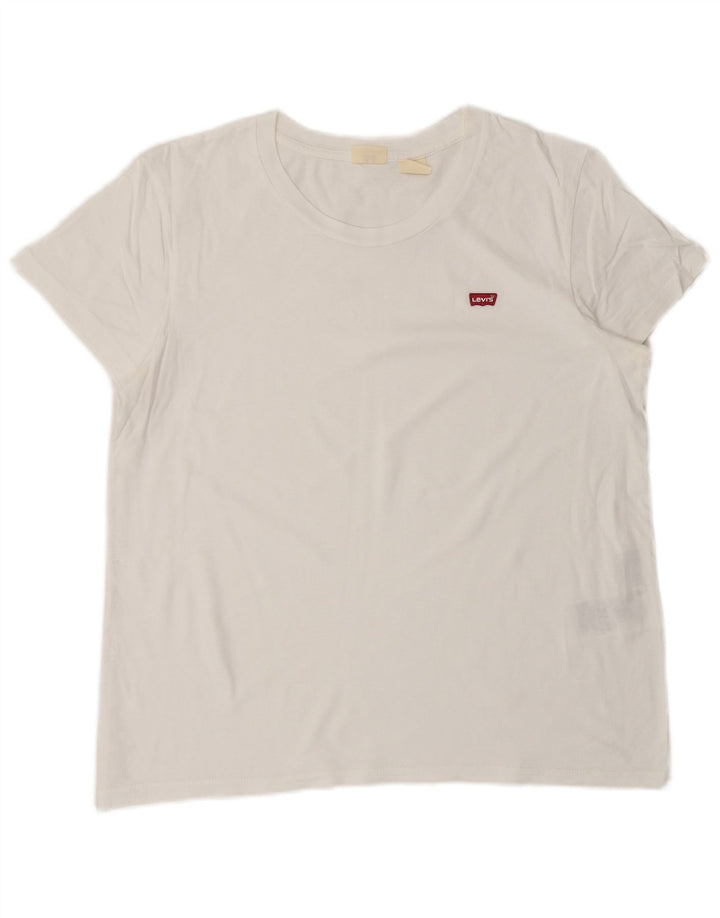 Levi's Dame T-Shirt Top UK 16 Stor Hvid Bomuld