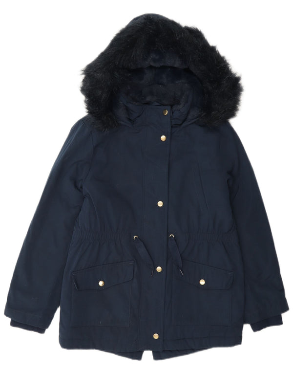 Marks & Spencer Girls Sherpa Parka-jakke med hætte 8-9 år Marineblå