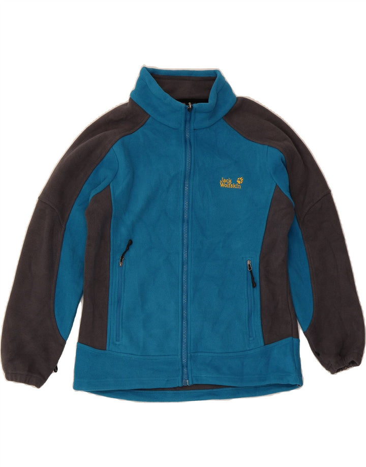 JACK WOLFSKIN Womens Fleece Jacket UK 16 Large Blue Colourblock Polyester Vintage Jack Wolfskin and Second-Hand Jack Wolfskin from Messina Hembry 