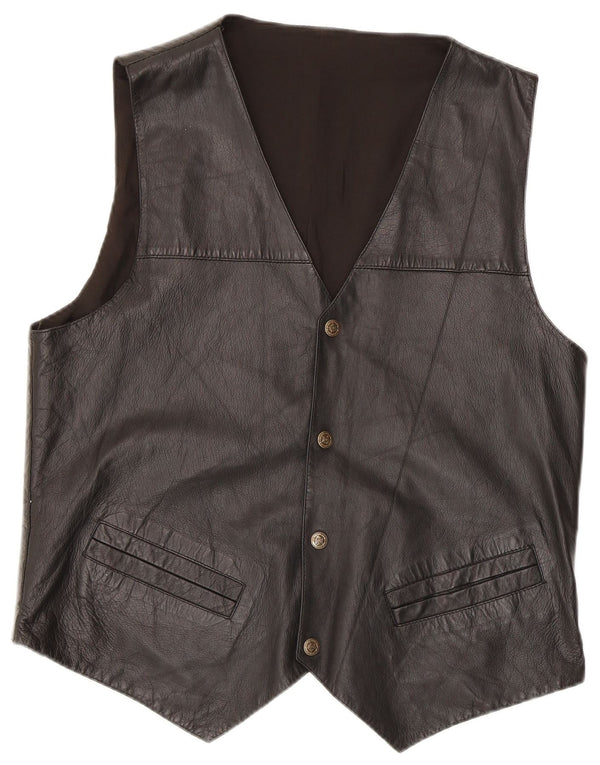 Vintage herre lædervest medium sort