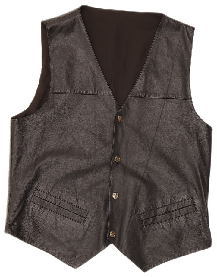 Vintage herre lædervest medium sort