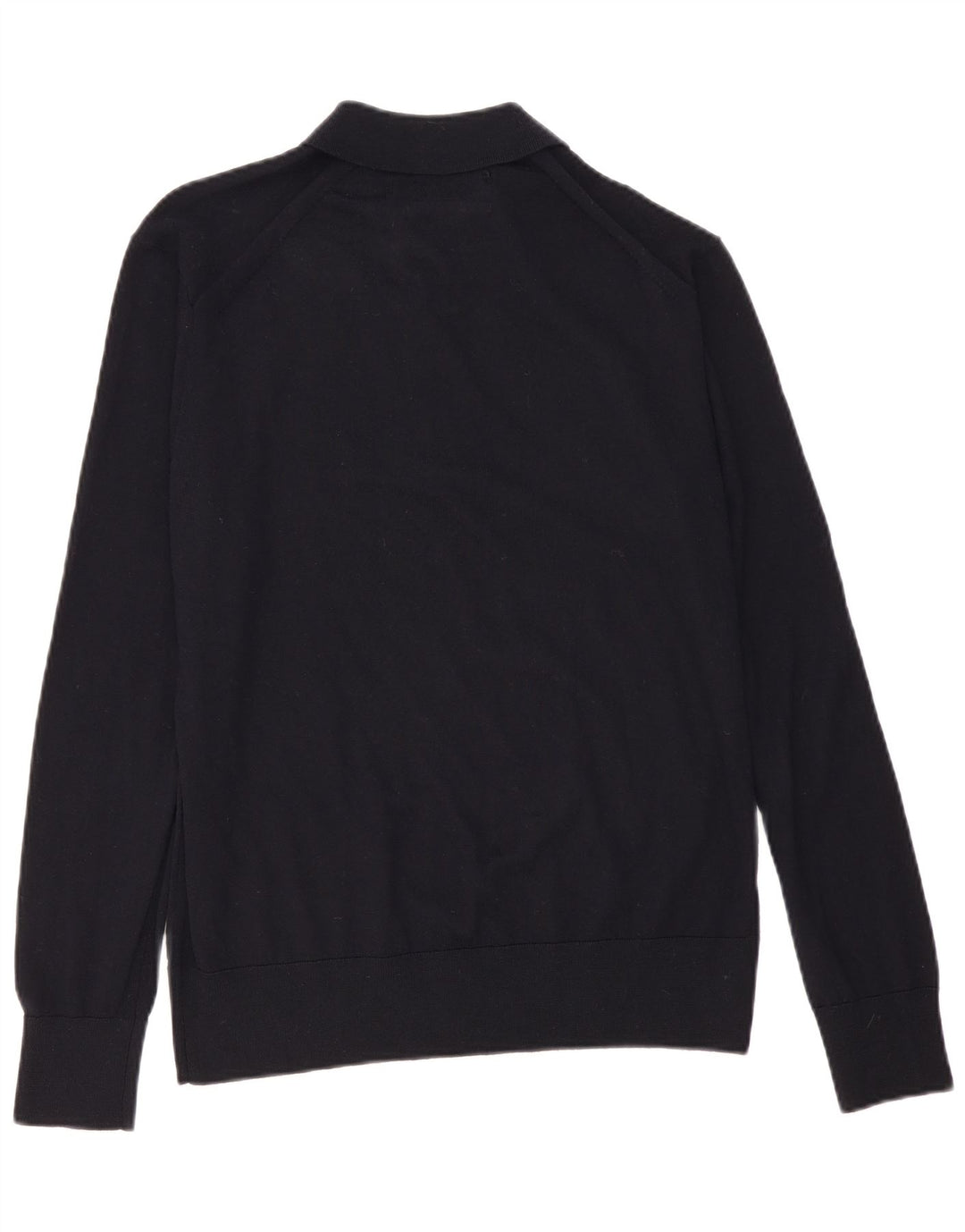 Vintage herre polo hals sweater mellem marineblå merinould